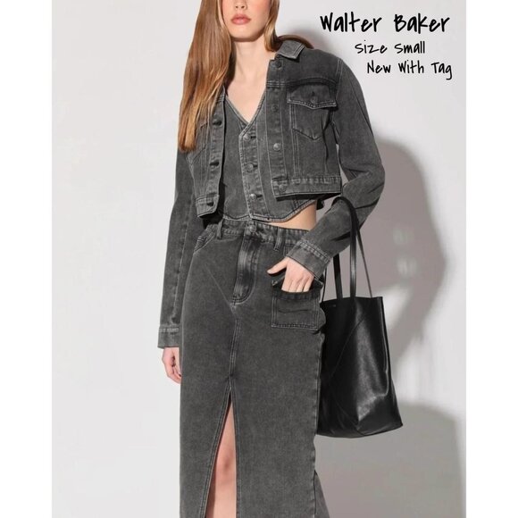 Walter Baker Jackets & Blazers - Walter Baker Cropped Denim Jacket - Tressa Cotton Grey Wash, Size Small